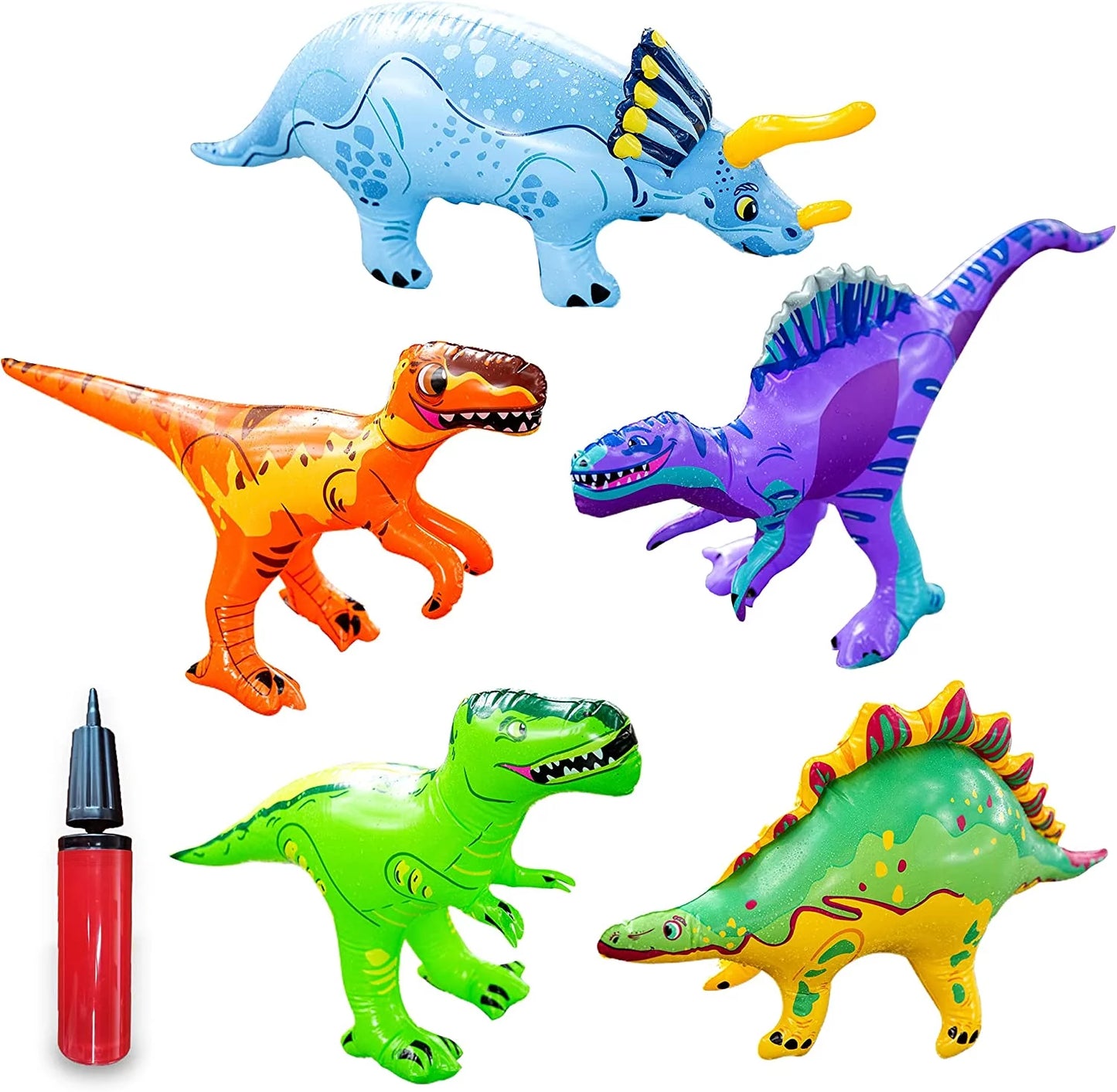 Dazmers | inflatable dinosaur toys set with pump - dinosaur playset t-rex