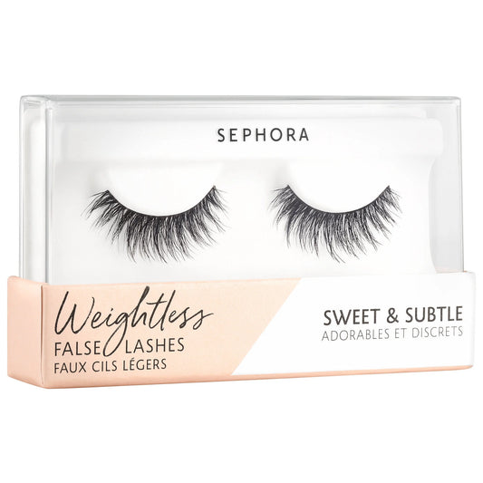 Sephora collection weightless false eyelashes - sweet & subtle - a medium-length criss-cross lash for a subtle yet striking effect.