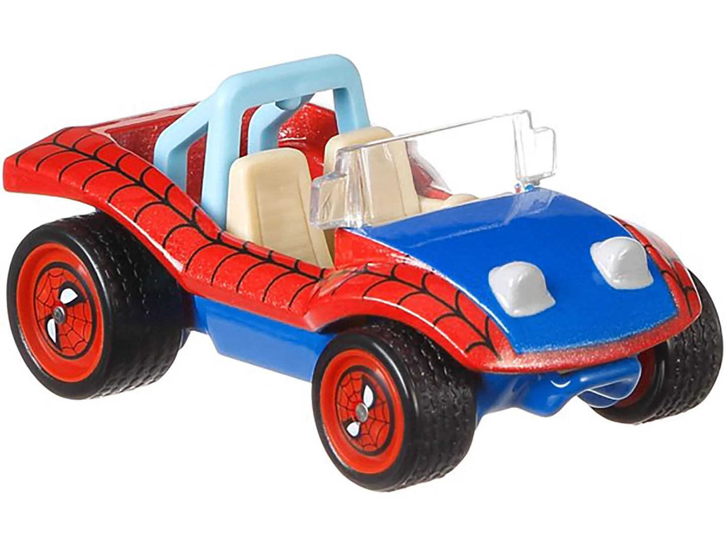 Spider mobile red and blue with graphics "the amazing spider-man" "marvel" diecast model car by hot wheels