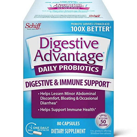 Digestive advantage probiotics for digestive health, daily probiotics for women & men, support for occasional bloating, minor abdominal discomfort & gut health, 80ct capsules