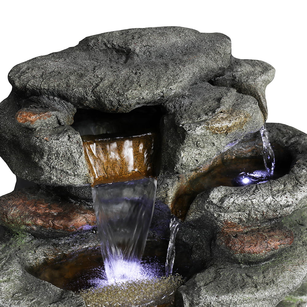 Bmtbuy 32.6inches rock water fountain with led lights