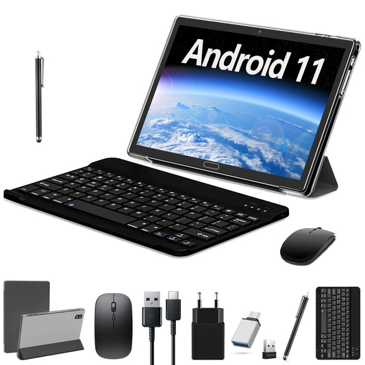 Android 11 10" tablet cellular tablet with keyboard arm octa core 4gb ram 64gb rom wifi bluetooth gps