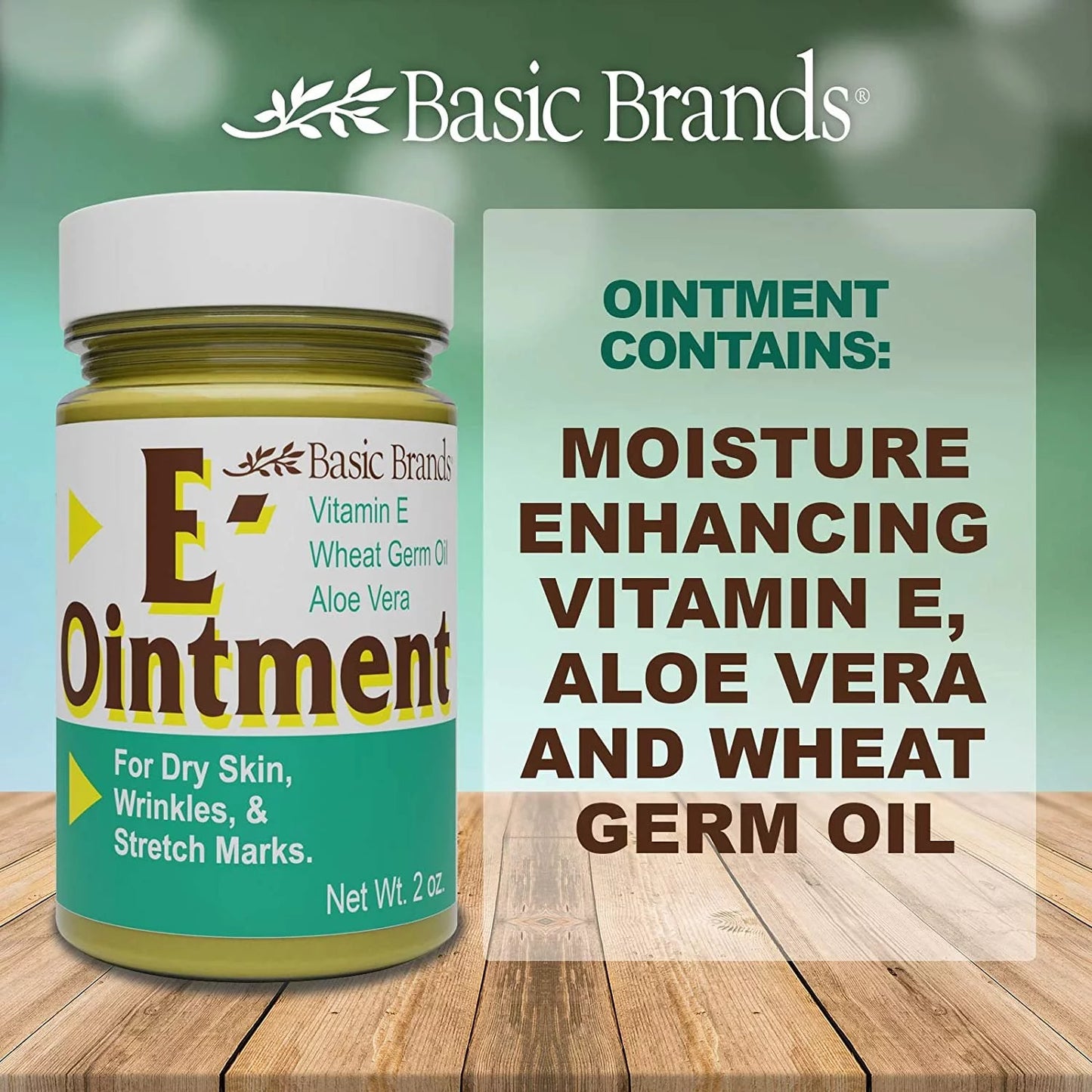 3 pack basic organics for dry skin, wrinkles, & stretch marks wheat germ oil aloe vera e-ointment  2 oz