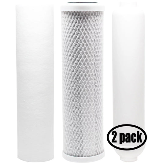 2-pack replacement for filter kit for pentek ro-2550 ro system - includes carbon block filter, pp sediment filter & inline filter cartridge - denali pure brand