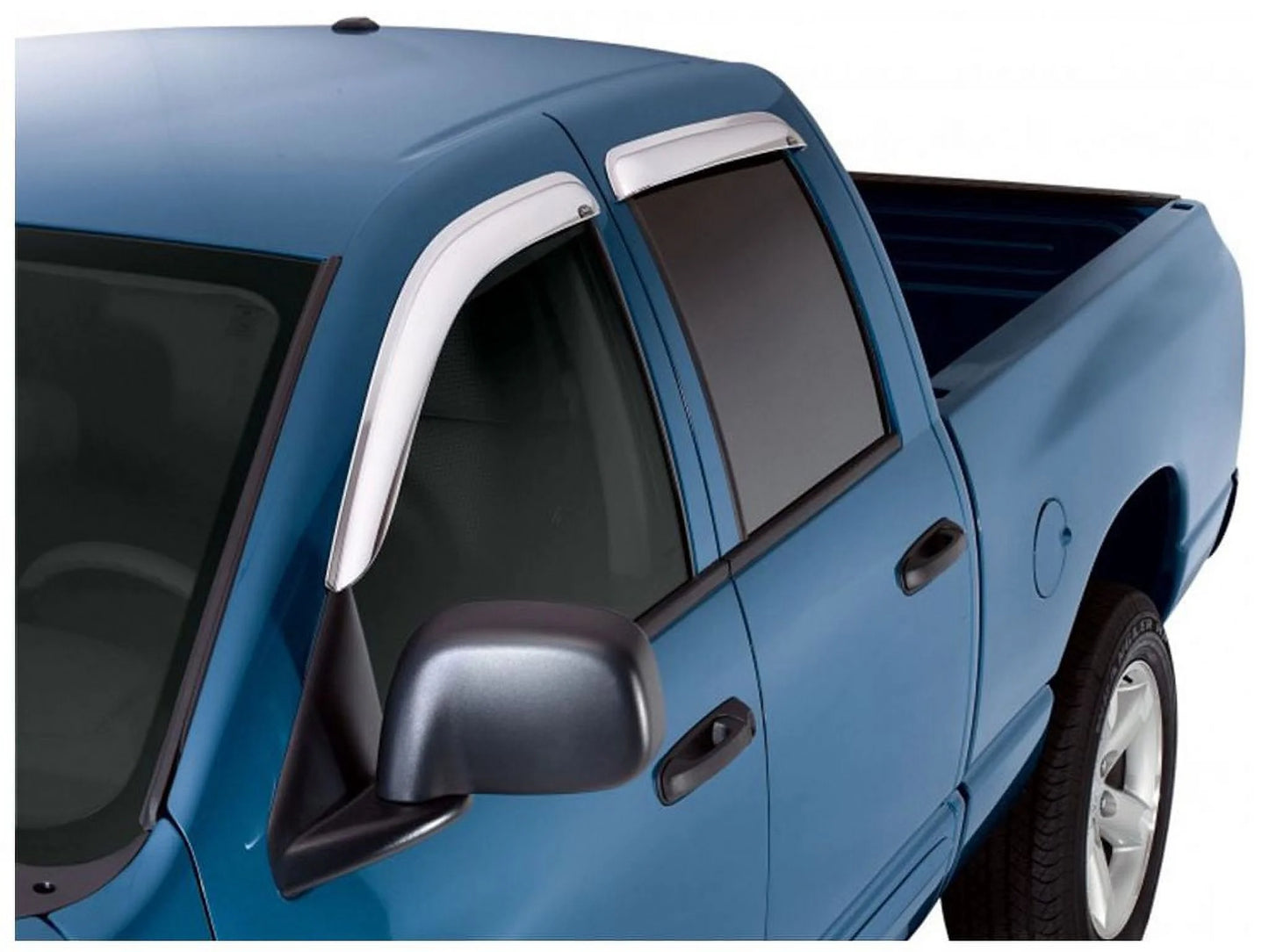 Auto ventshade (avs) by realtruck outside mount front window ventvisor 2pc - chrome compatible with select: 2017-2019 nissan titan xd, 2021 nissan titan sv/sl/platinum reserve