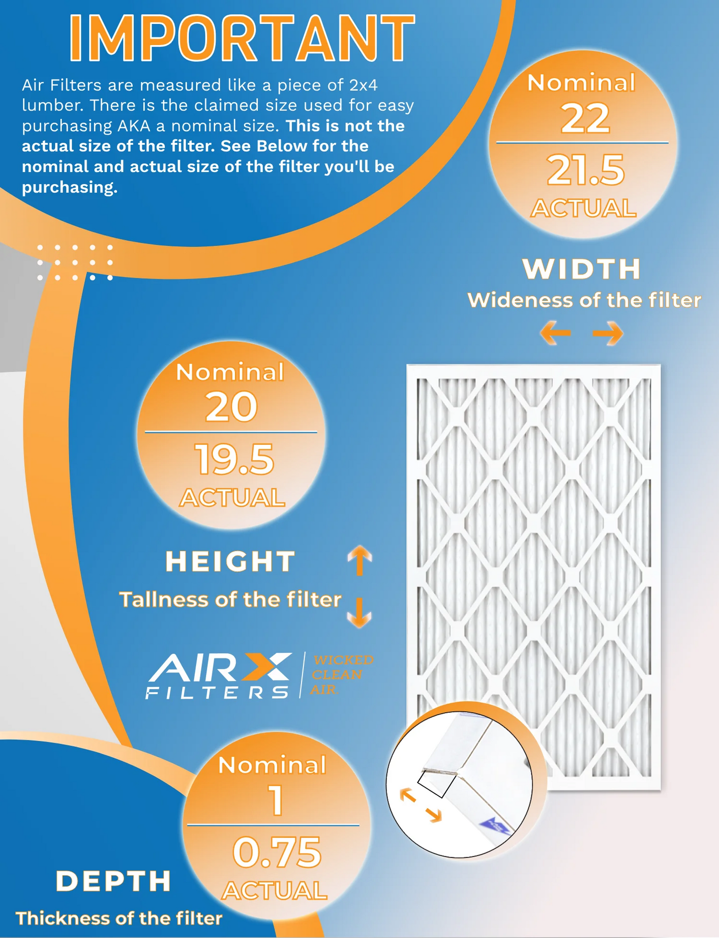 20x22x1 air filter merv 8 rating, 12 pack of furnace filters comparable to mpr 700 & fpr 5 - made in usa by airx filters wicked clean air.