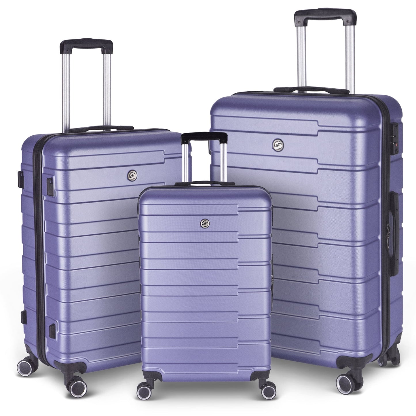 3-piece luggage sets,luggage expandable suitcase,lightweight suitcase with tsa lock spinner,luggage set pc+abs,durable luggage set with 4-wheel spinner and hooks, (20", 24", 28"),purple