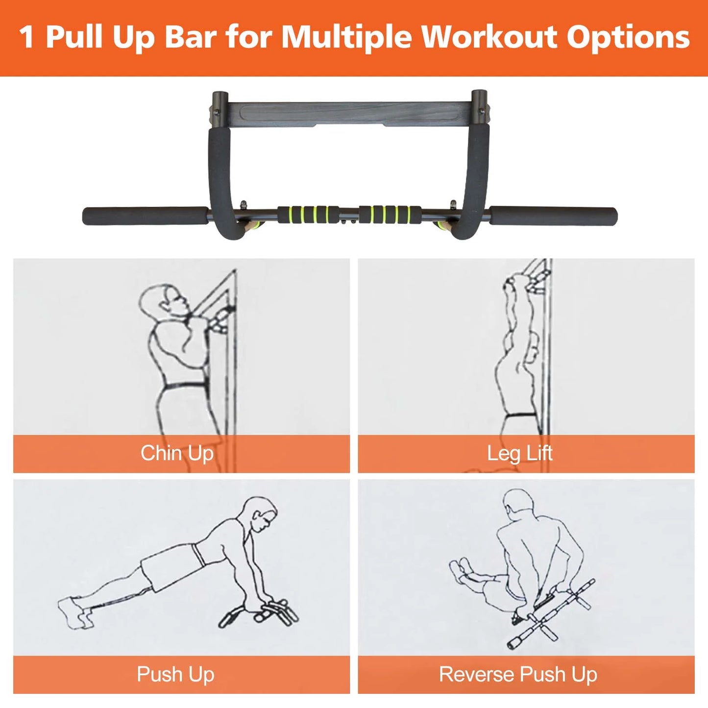 Wide & narrow pull-ups sponge grip high-quality service pull-up bar home gym