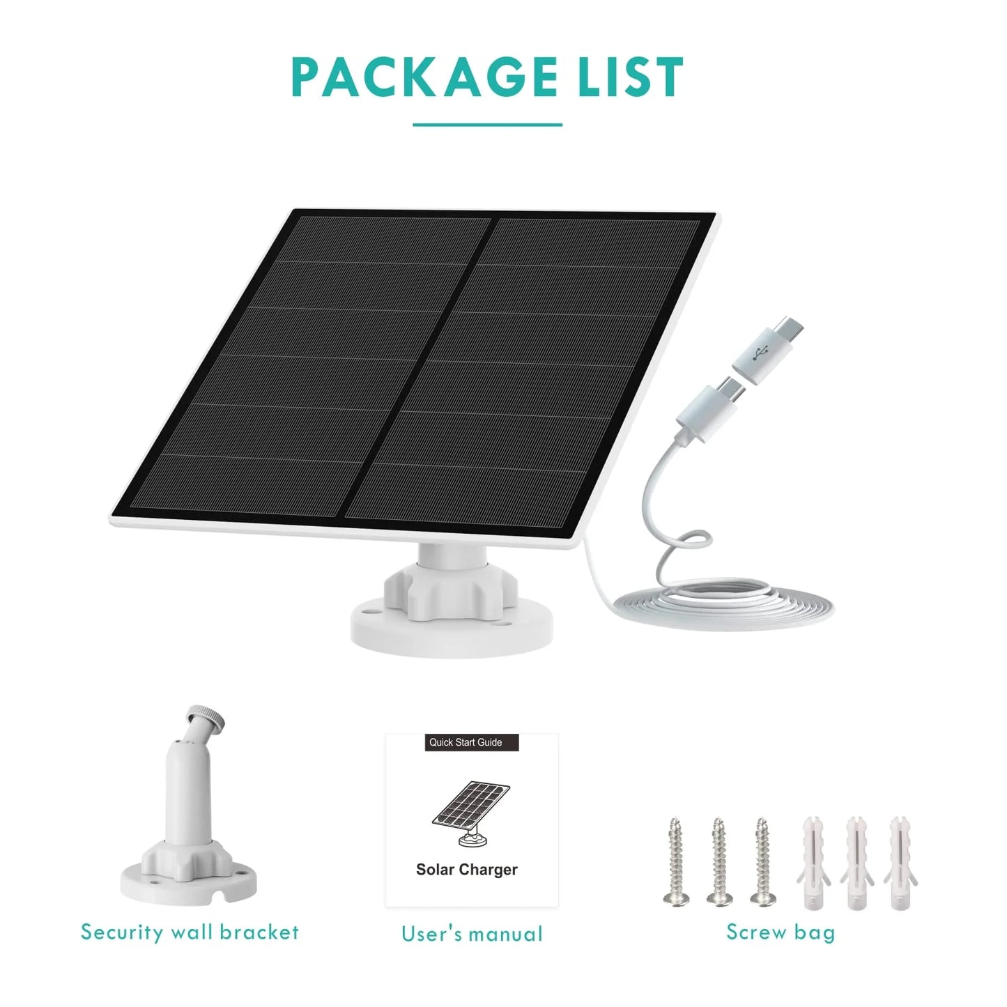 Netvue solar panel for outdoor security camera, compatible with rechargeable battery micro usb port