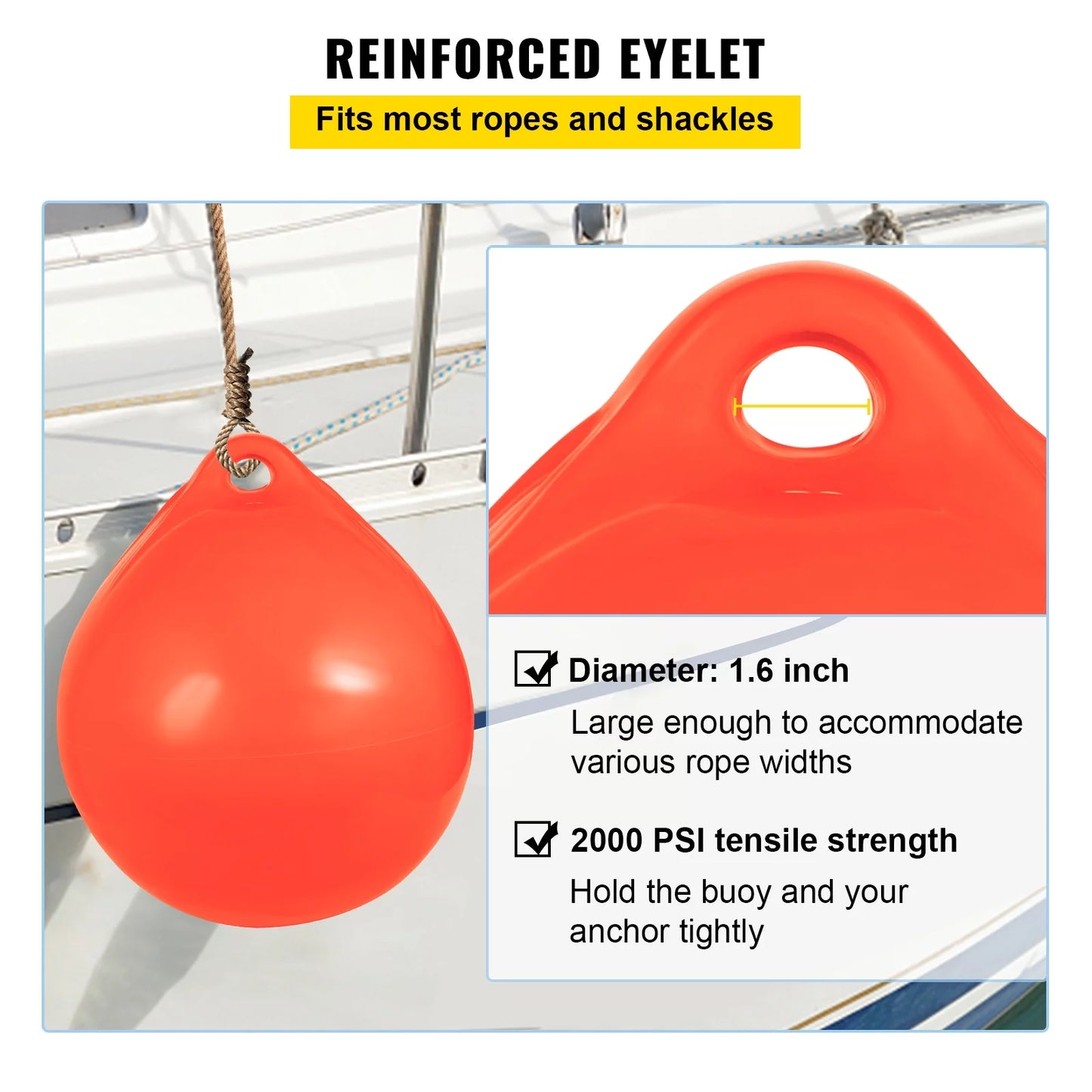 Bentism boat buoy ball, 27in diameter inflatable heavy-duty marine-grade vinyl marker buoy, round boat mooring buoy, anchoring, rafting, marking, fishing, orange