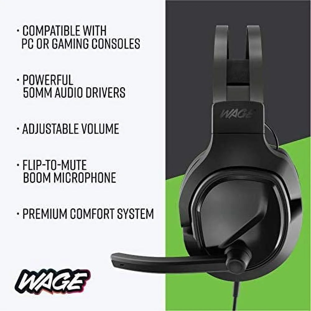 Wage pro universal gaming headset - black/green (wmagy-n080)