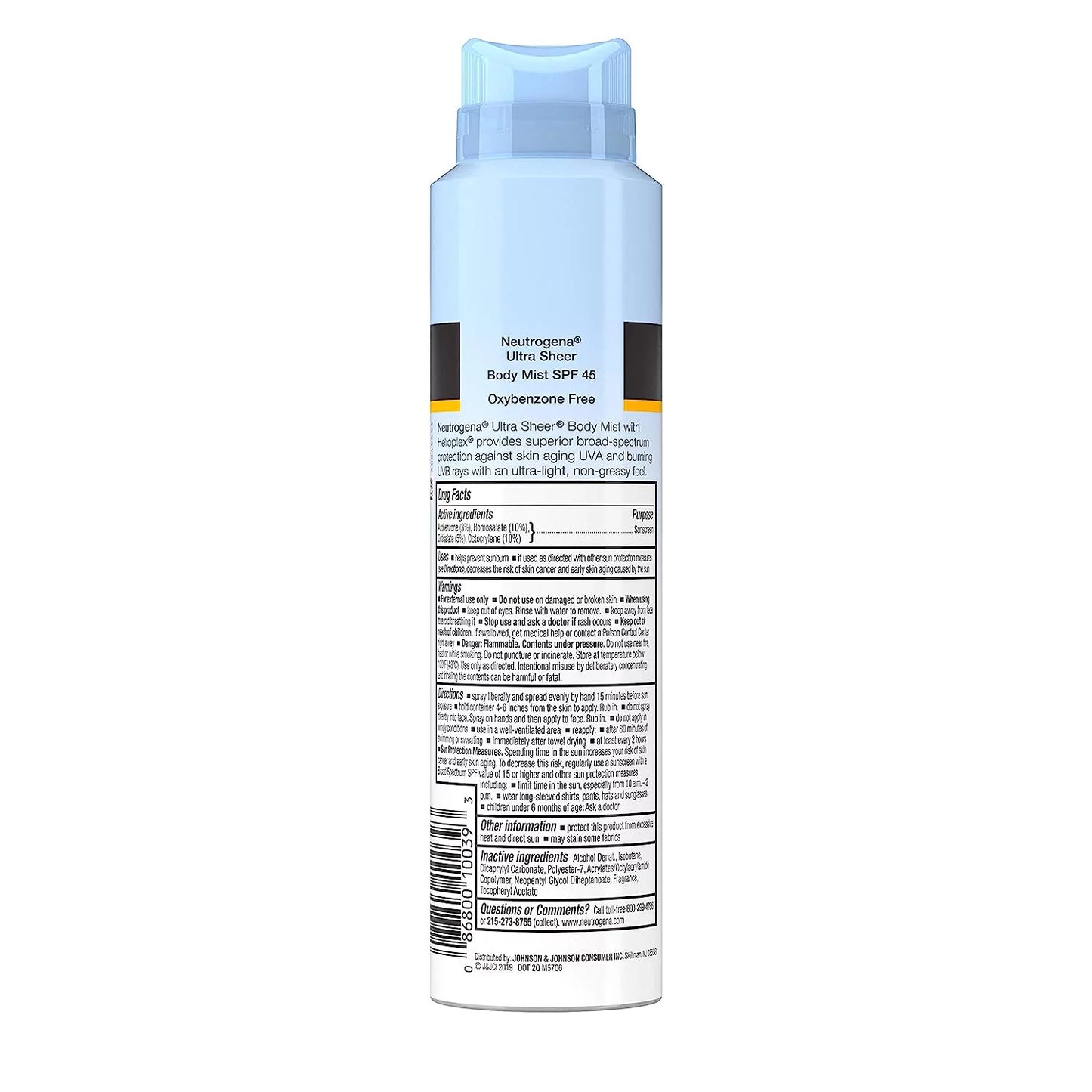 Neutrogena ultra sheer spf 45 body mist full reach spray, 5 ounce