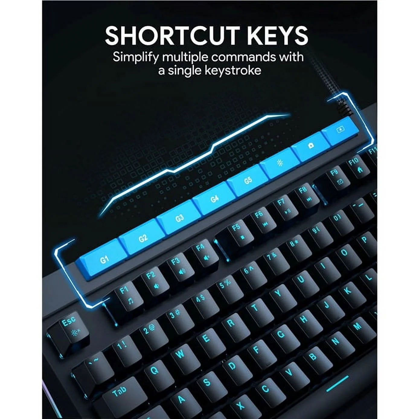 Aukey mechanical keyboard blue switches 104key with volume control button kmg17