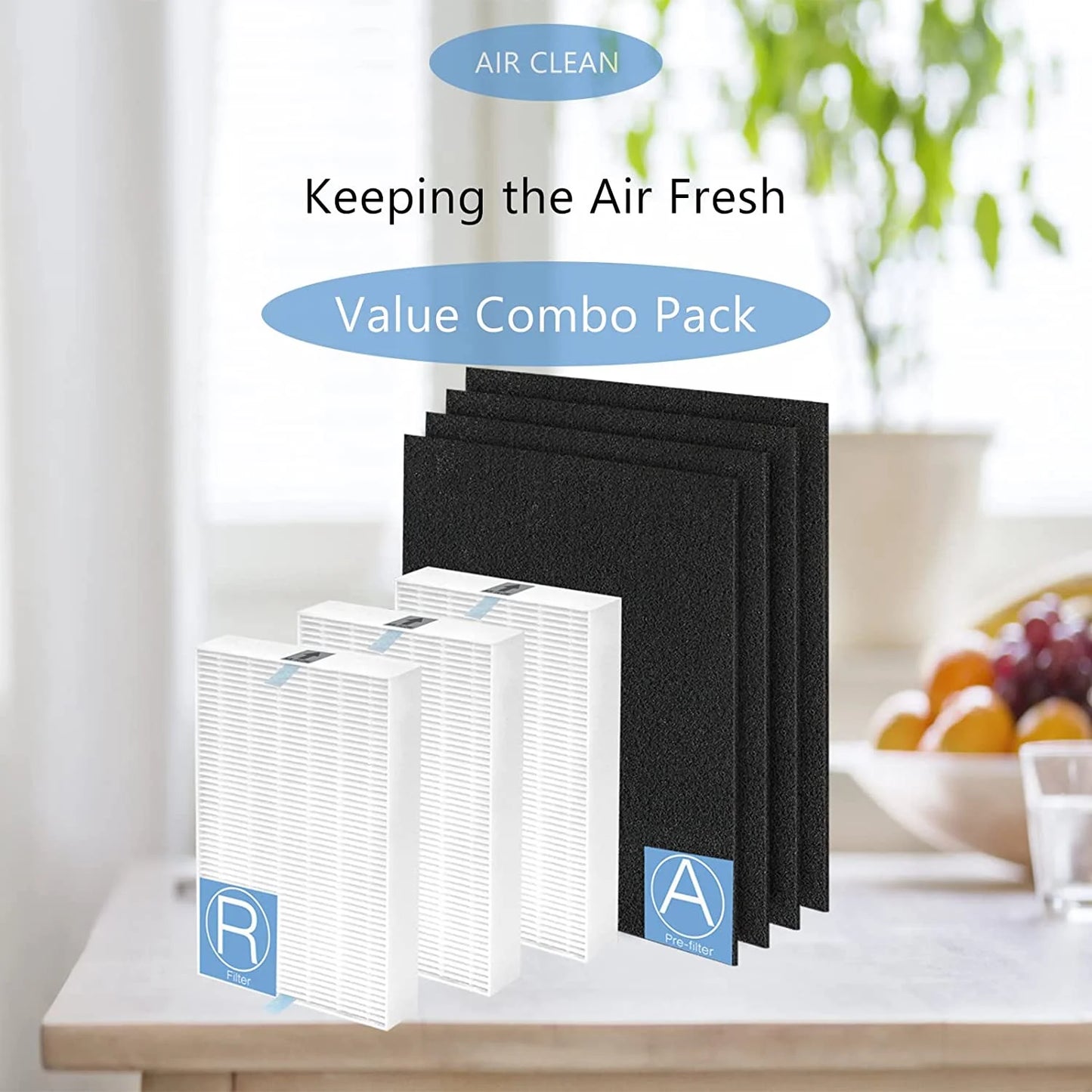 Air purifier hepa 13 filter r, hrf-r3 compatible with honeywell air purifier hpa300 3 pack with 4 pack precut activated carbon pre-filters replacement hrf-ap1,home air purifier parts & accessories