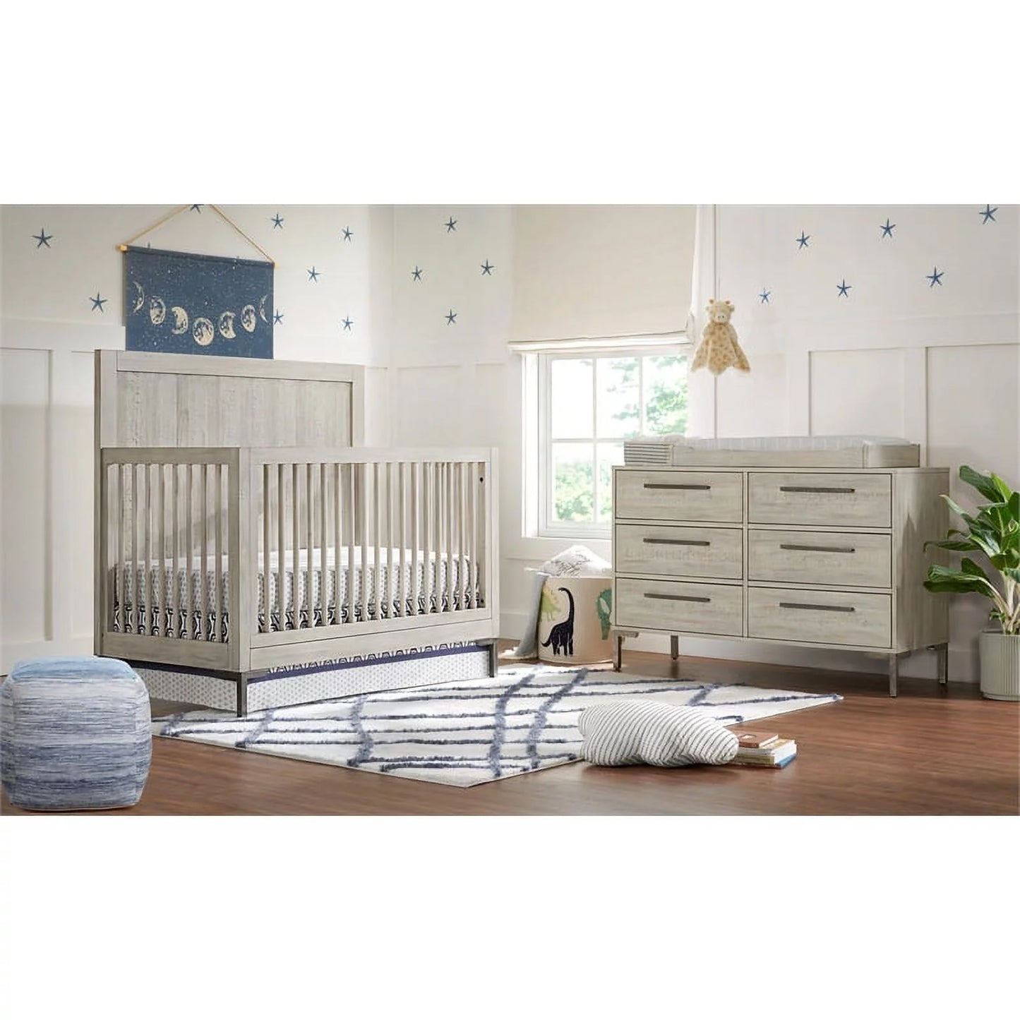 Westwood design beck modern wood convertible crib in willow gray finish