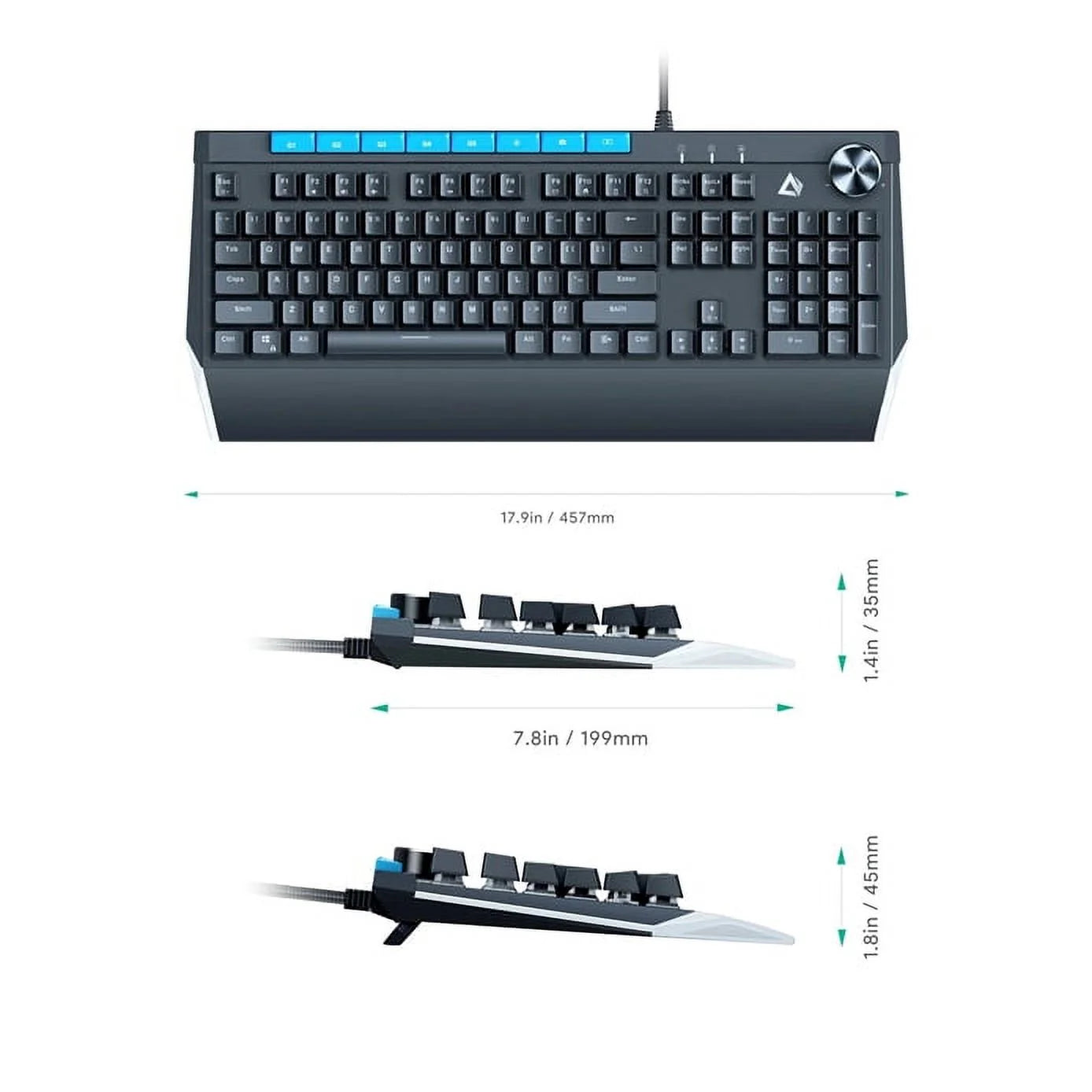 Aukey mechanical keyboard blue switches 104key with volume control button kmg17