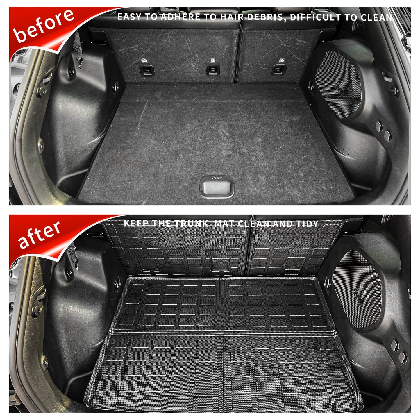 Floor mats compatible with 2019-2023 jeep cherokee cargo liner trunk mat tpe all weather back seat cover protector 2022 cherokee accessories (trunk mat+backrest mats+floor mats)