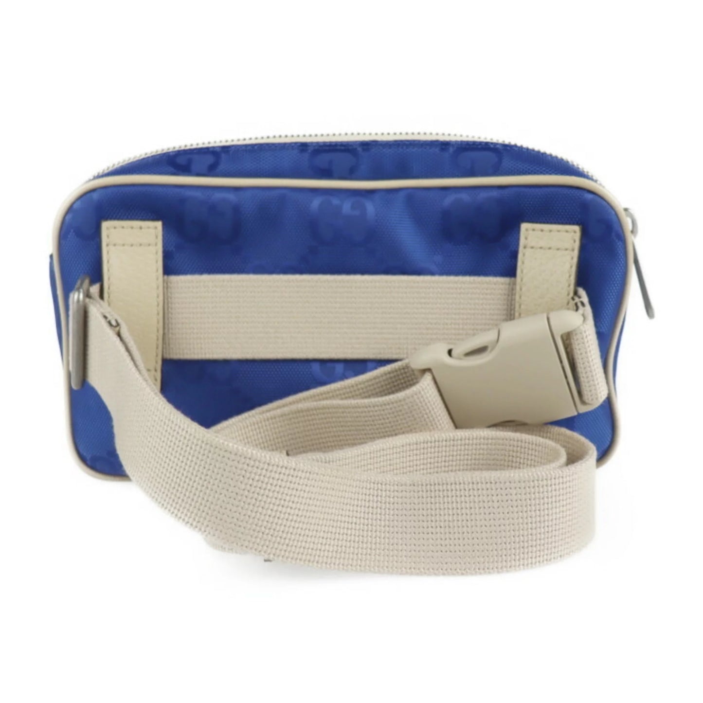 Pre-owned gucci gucci off the grid belt bag body 631341 nylon leather blue beige pouch waist one shoulder japan limited (like new)