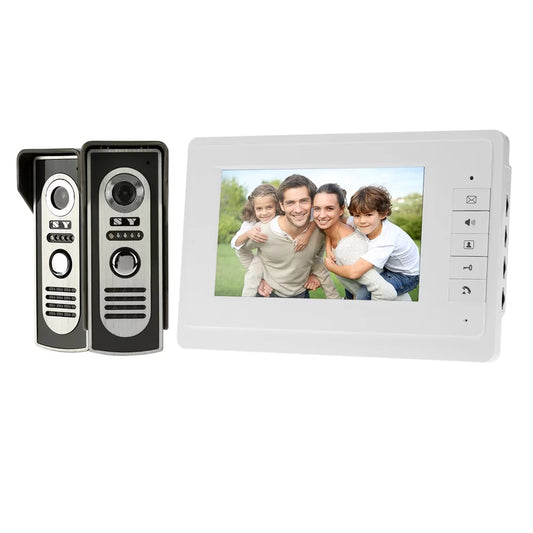 7” wired video door phone system visual doorbell with indoor monitor and outdoor camera support unlock infrared night view rainproof for home