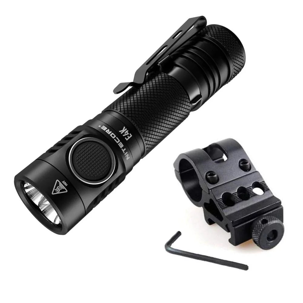 Combo: nitecore e4k flashlight -1x nitecore 21700 rechargeable li-ion battery included w/offset mount