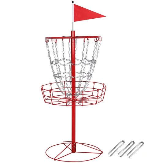 Easyfashion 12-chain metal disc golf baske, red