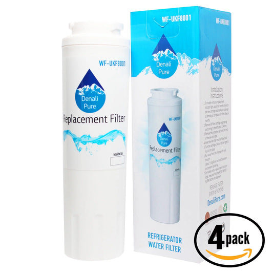 4-pack replacement for amana abl2037fes refrigerator water filter - compatible with amana ukf8001axx fridge water filter cartridge - denali pure brand