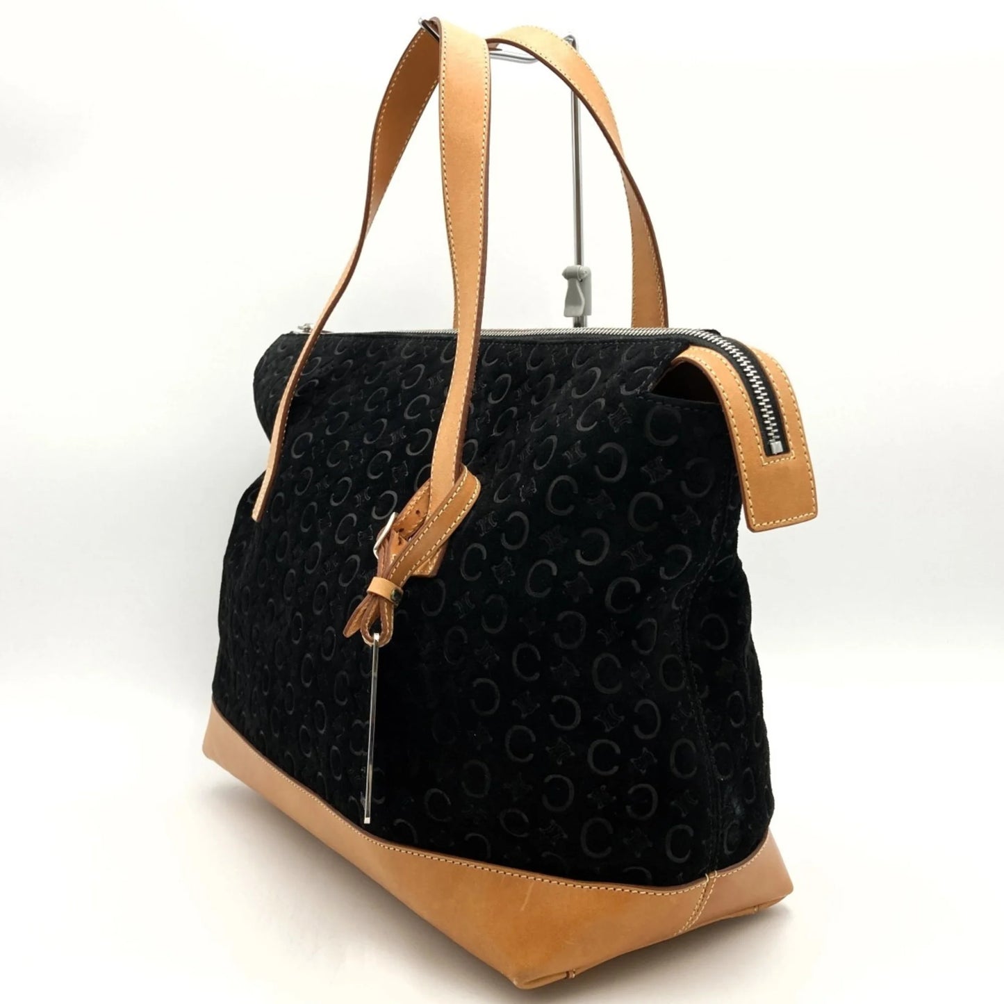 Pre-owned celine c macadam tote bag handbag black suede leather ladies fashion mc00 1 used (good)