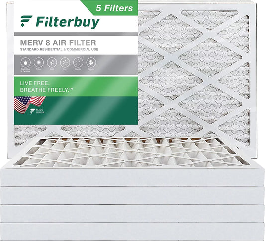 Filterbuy 8x20x2 merv 8 pleated hvac ac furnace air filters (5-pack)