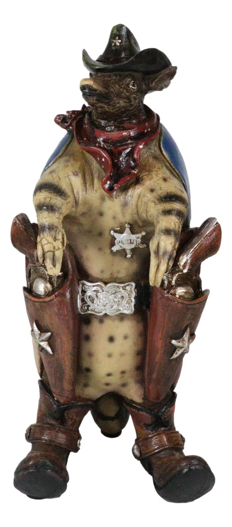 Western rustic texas sherriff cowboy texan armadillo big guns and boots figurine