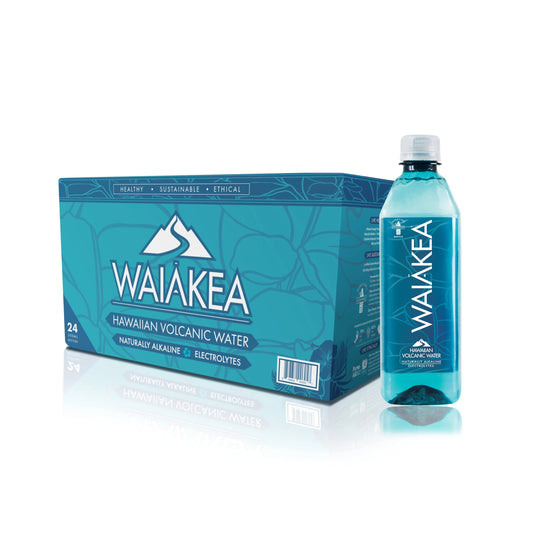 Waiakea hawaiian volcanic water, naturally alkaline, 100% recycled bottle, 16.9 fl oz (pack of 24)