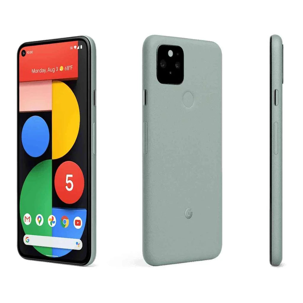 Restored google pixel 5 gd1yq 128gb sorta sage fully unlocked 6" smartphone (refurbished)