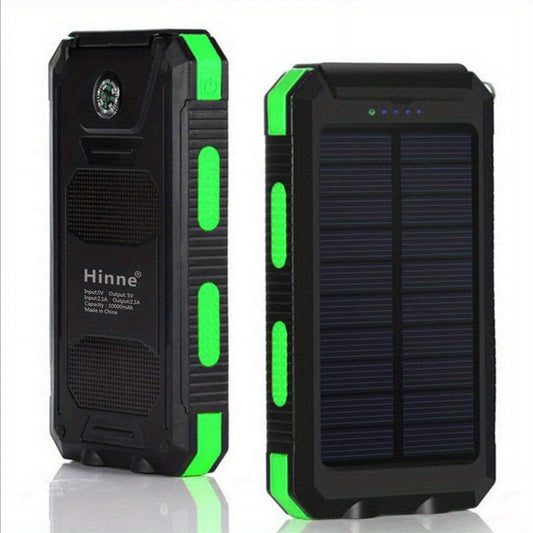 10000mah portable solar mobile power charger waterproof solar mobile power panel charging bank with built-in compass and hook