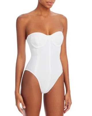 Norma kamali women's corset mio one piece swimsuit (m, white)