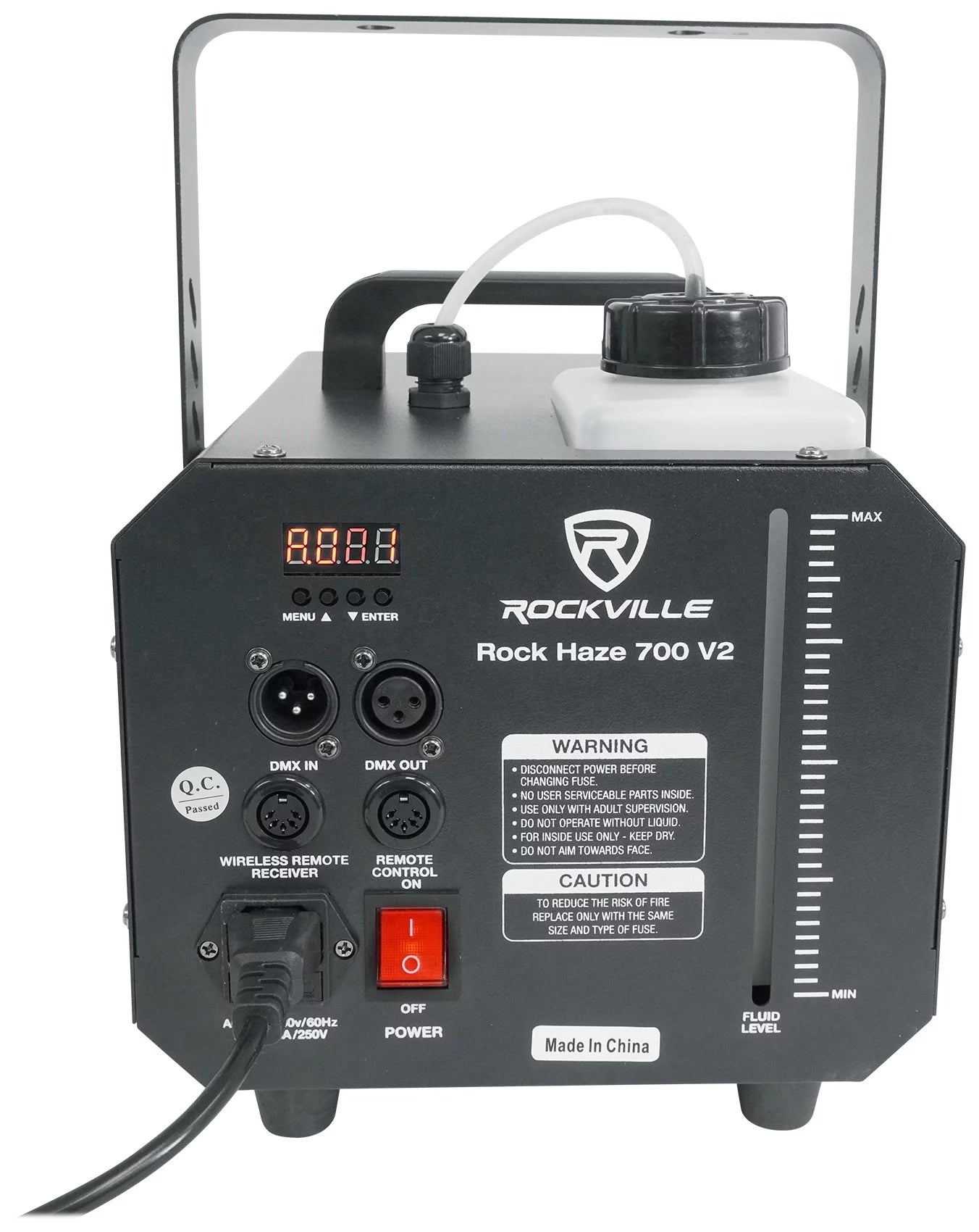 Rockville rockhaze 700 cfm dmx haze machine water based dj/club hazer and (2) remotes