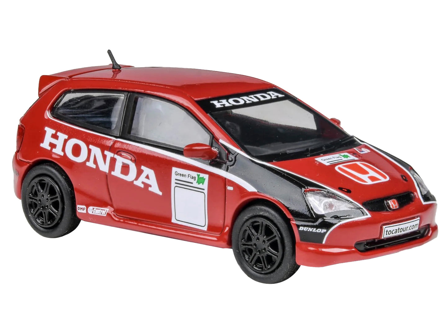 2001 honda civic type r ep3 red with graphics "btcc honda racing" 1/64 diecast model car by paragon models