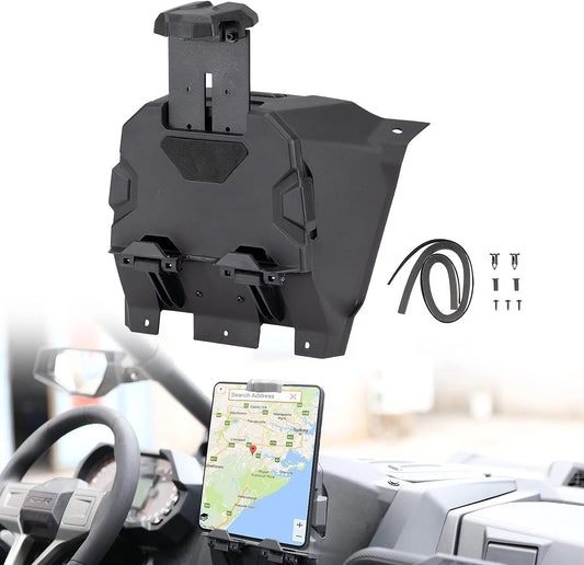 A & utv pro electric device tablet holder with storage box organizer for polaris rzr pro xp