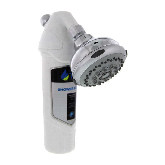 Tier1 3-stage shower filter system sf-7000 with chrome shower head - removes chlorine - with replacement indicator - protects skin - helps prevent dry skin