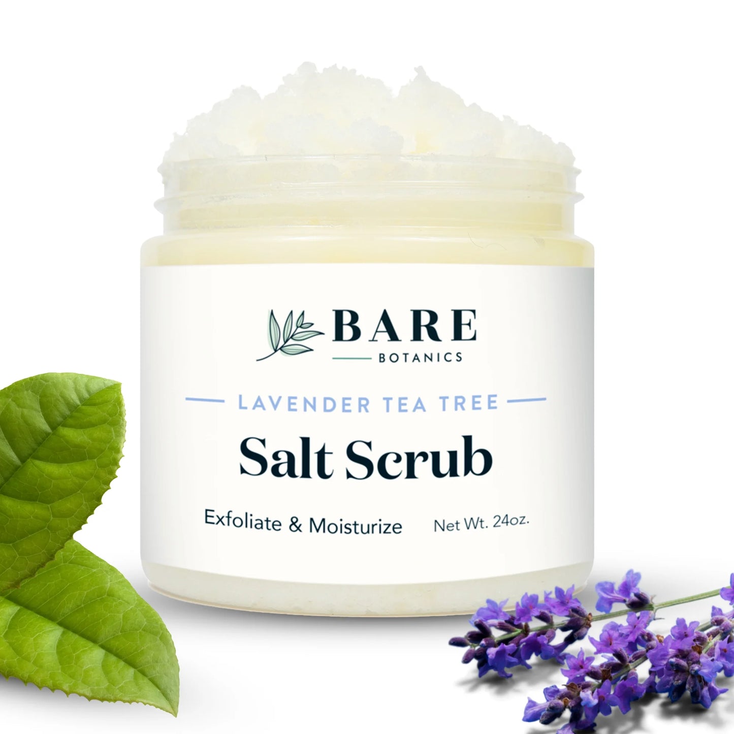 Bare botanics body scrub lavender tea tree sea salt scrub 24 oz