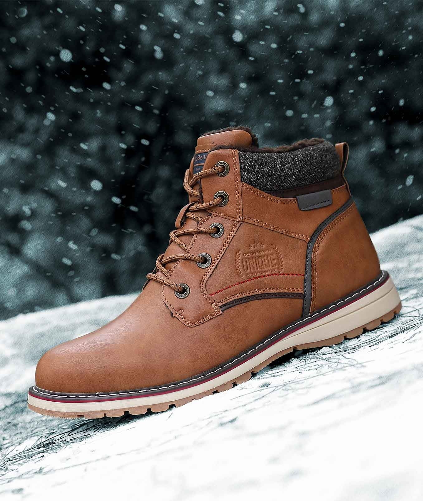 Arrigo bello men's snow hiking boots outdoor winter snow boots 7 light brown