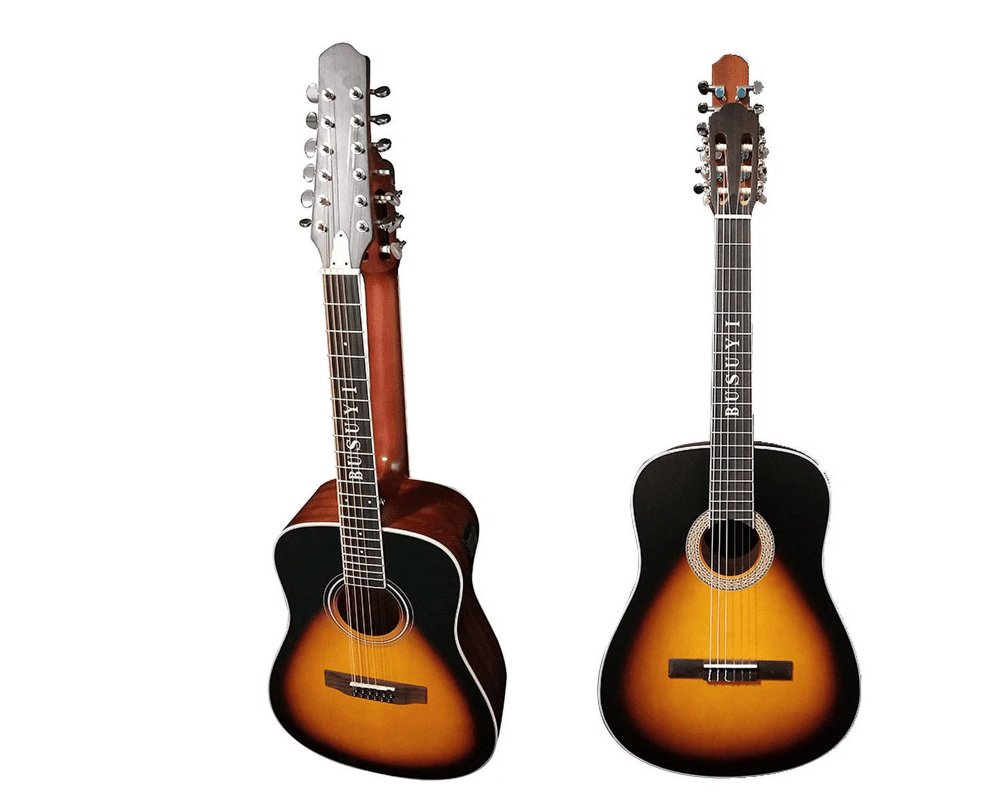 12/6 strings acoustic double neck, double sided busuyi guitar 2021 pt sunset