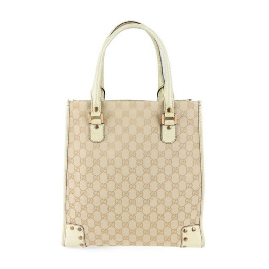 Pre-owned gucci gucci tote bag 124261 gg canvas leather beige ivory (good)