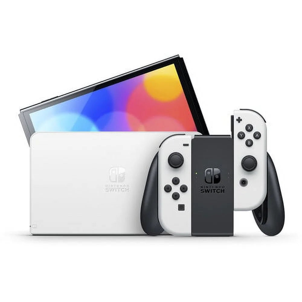 Nintendo switch oled white console with minecraft game