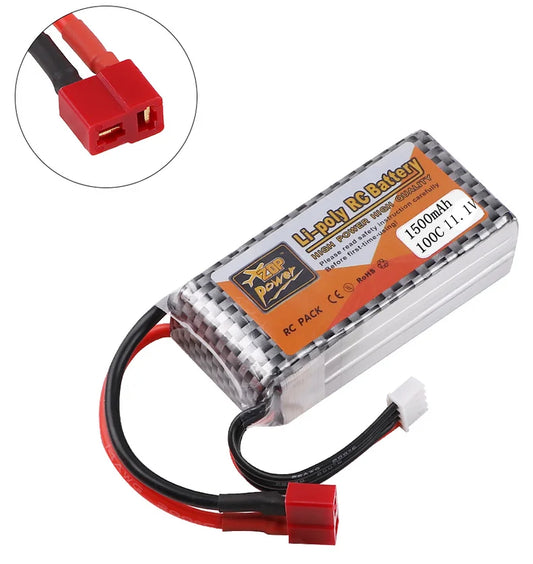 Fancywhoop 100c 3s 11.1v 1500mah lipo battery t plug for rc drone flight car airplane diy