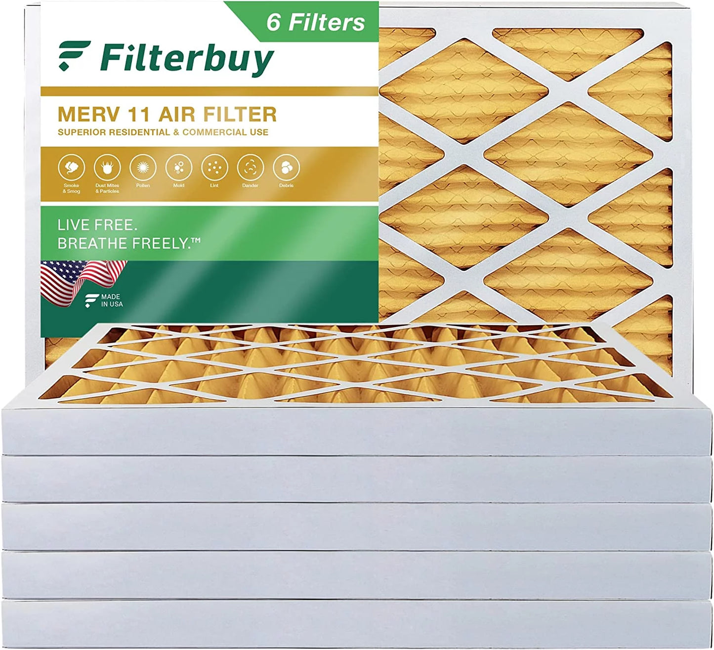 Filterbuy 8x20x2 merv 11 pleated hvac ac furnace air filters (6-pack)