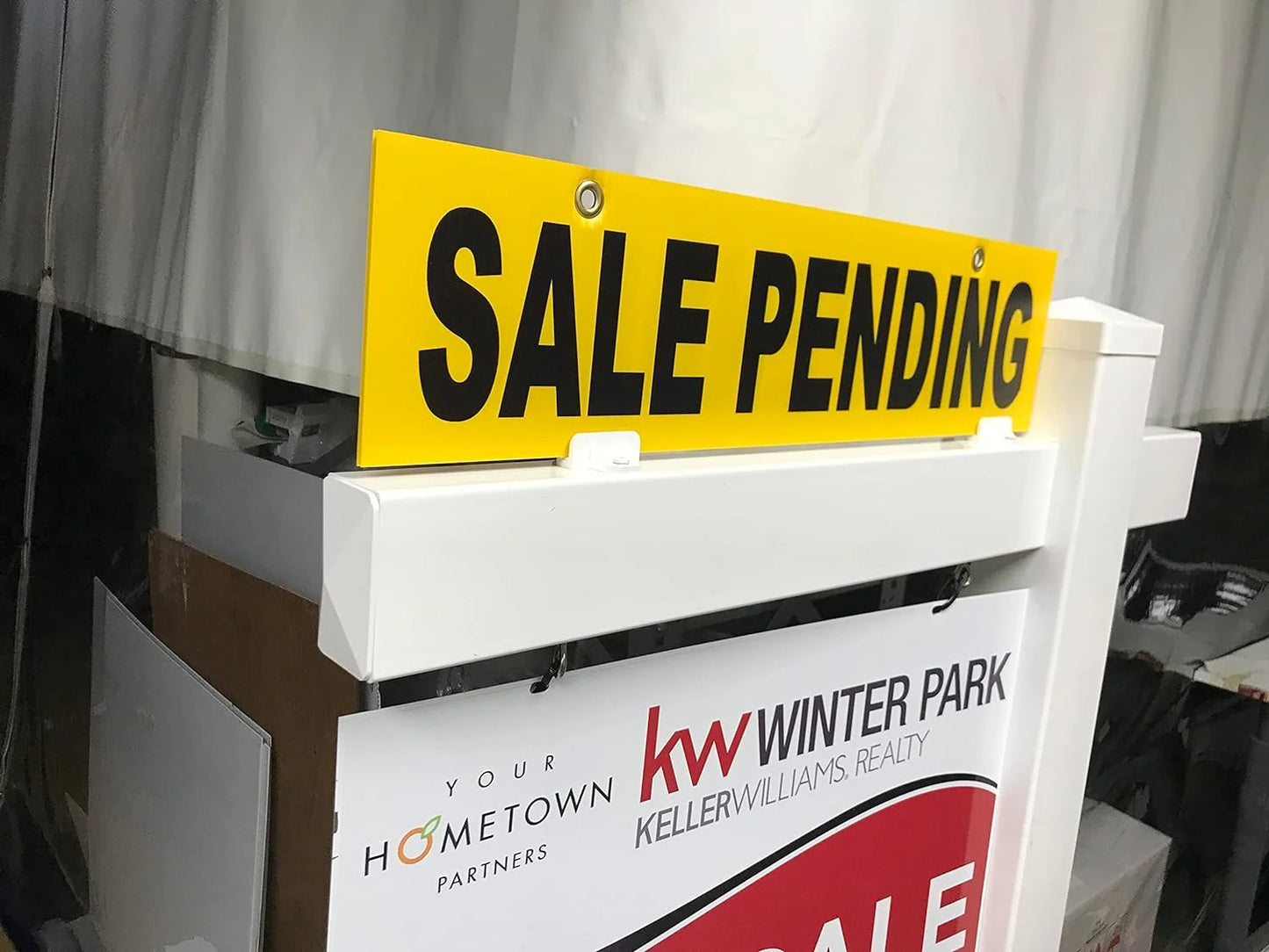 5 pack sale pending yellow sign 6” x 24" (sale pending) pre-printed double sides corrugated plastic 4mm, sign board 4mmthick, ***sign , metal sign & sign post not included, ship same d