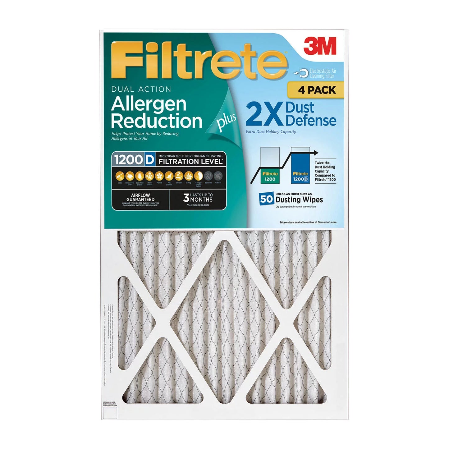 Filtrete(tm) allergen reduction plus dust filter, 25 in x 25 in x 1 in