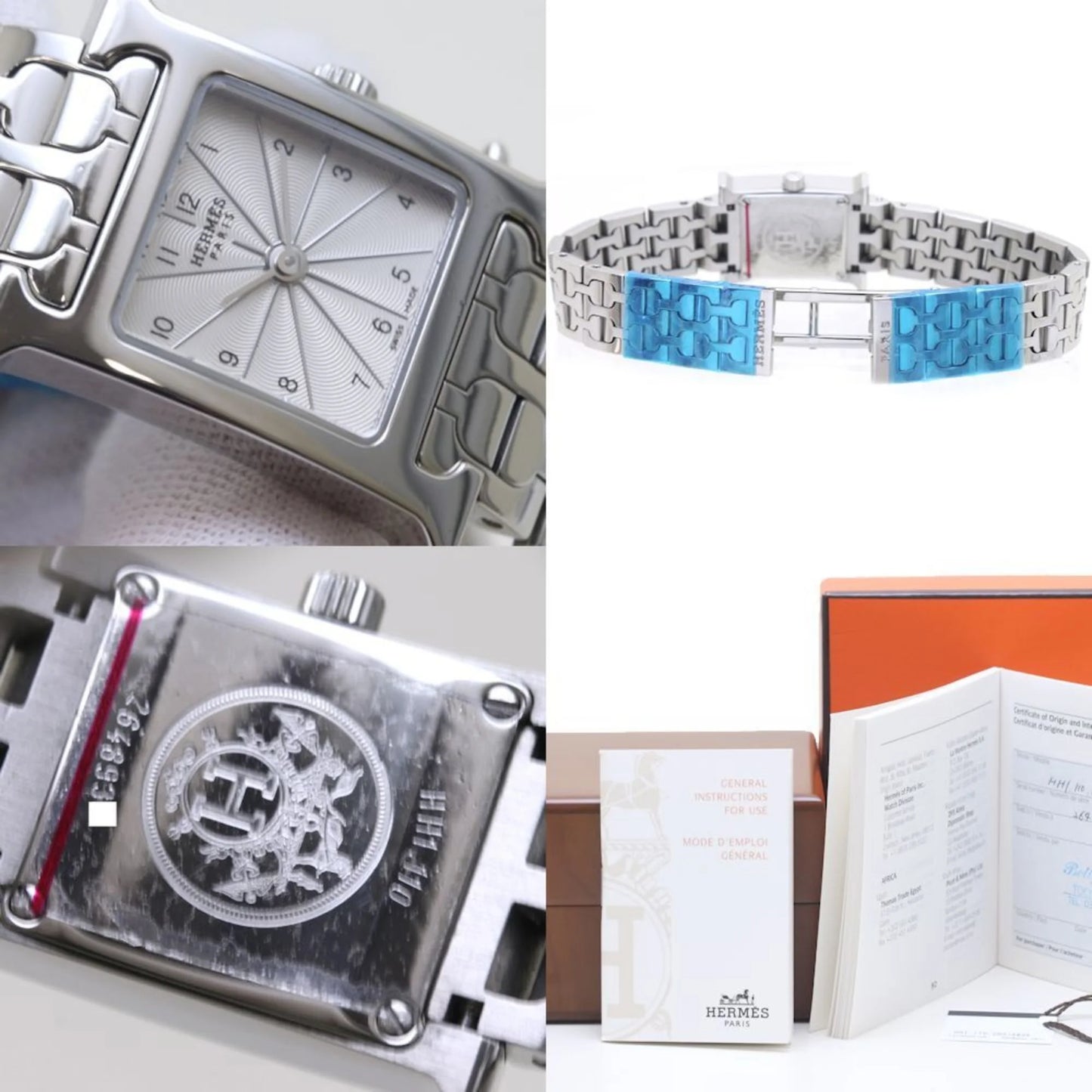 Pre-owned hermes h watch mini hh1.110.260 4835 141002w100 stainless steel ladies 39260 (good)