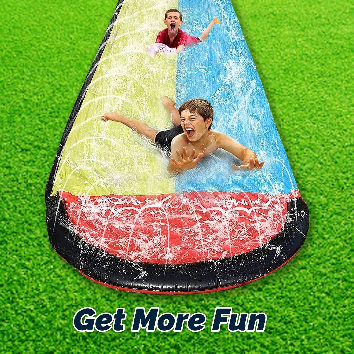 Gazely 15.5ft inflatable water slide game toy with sprinkler holes and crash pad