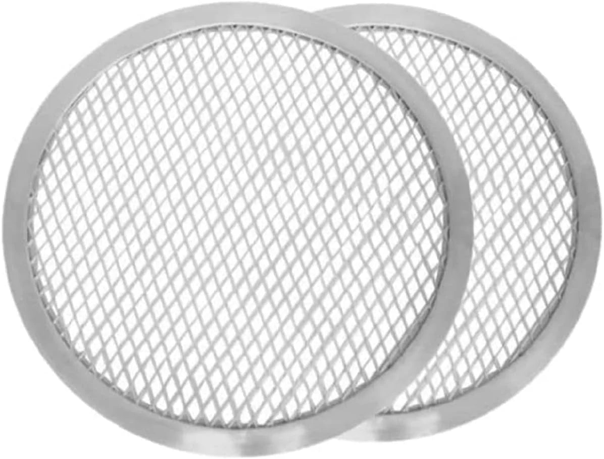 Truecraftware- set of 2 aluminum 8” pizza baking screen seamless rim- bakeware pizza screen round pizza pan tray round baking tray for home kitchen pizzeria & restaurants