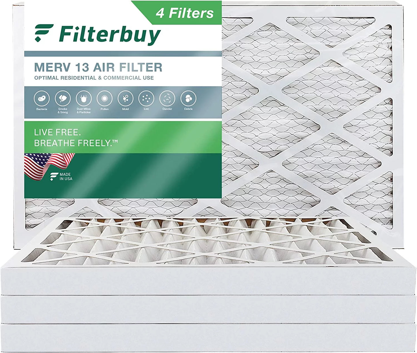 Filterbuy 12x36x2 merv 13 pleated hvac ac furnace air filters (4-pack)